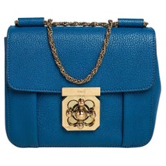 Chloé Kleine Elsie Umhängetasche aus blauem Leder