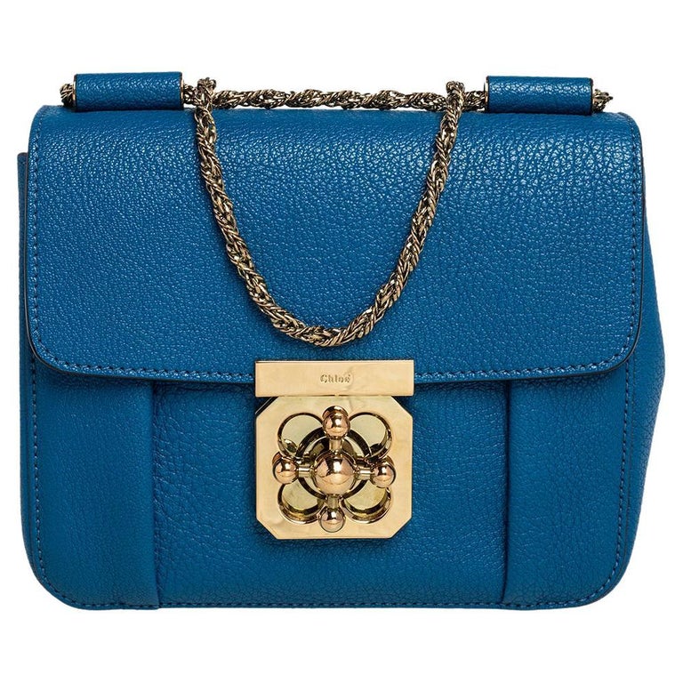Chloé Blue Leather Small Elsie Shoulder Bag at 1stDibs
