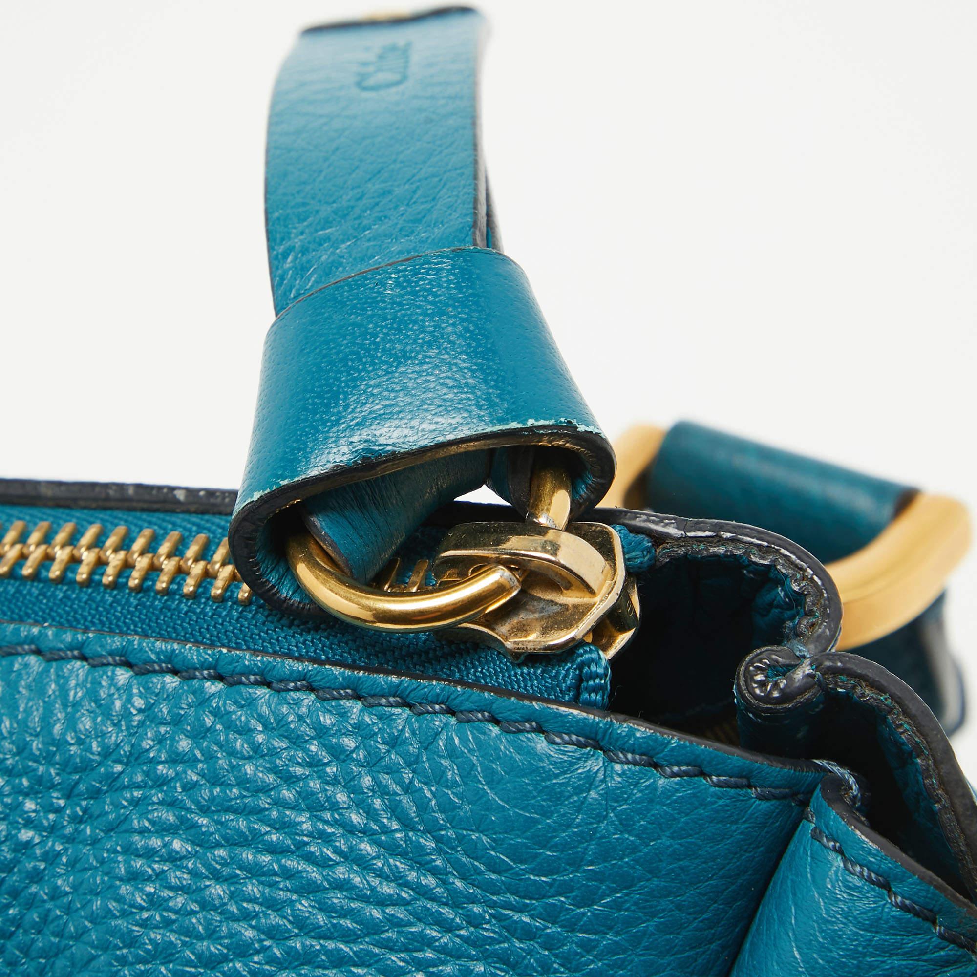 Chloe Blue Leather Small Marcie Satchel For Sale 9