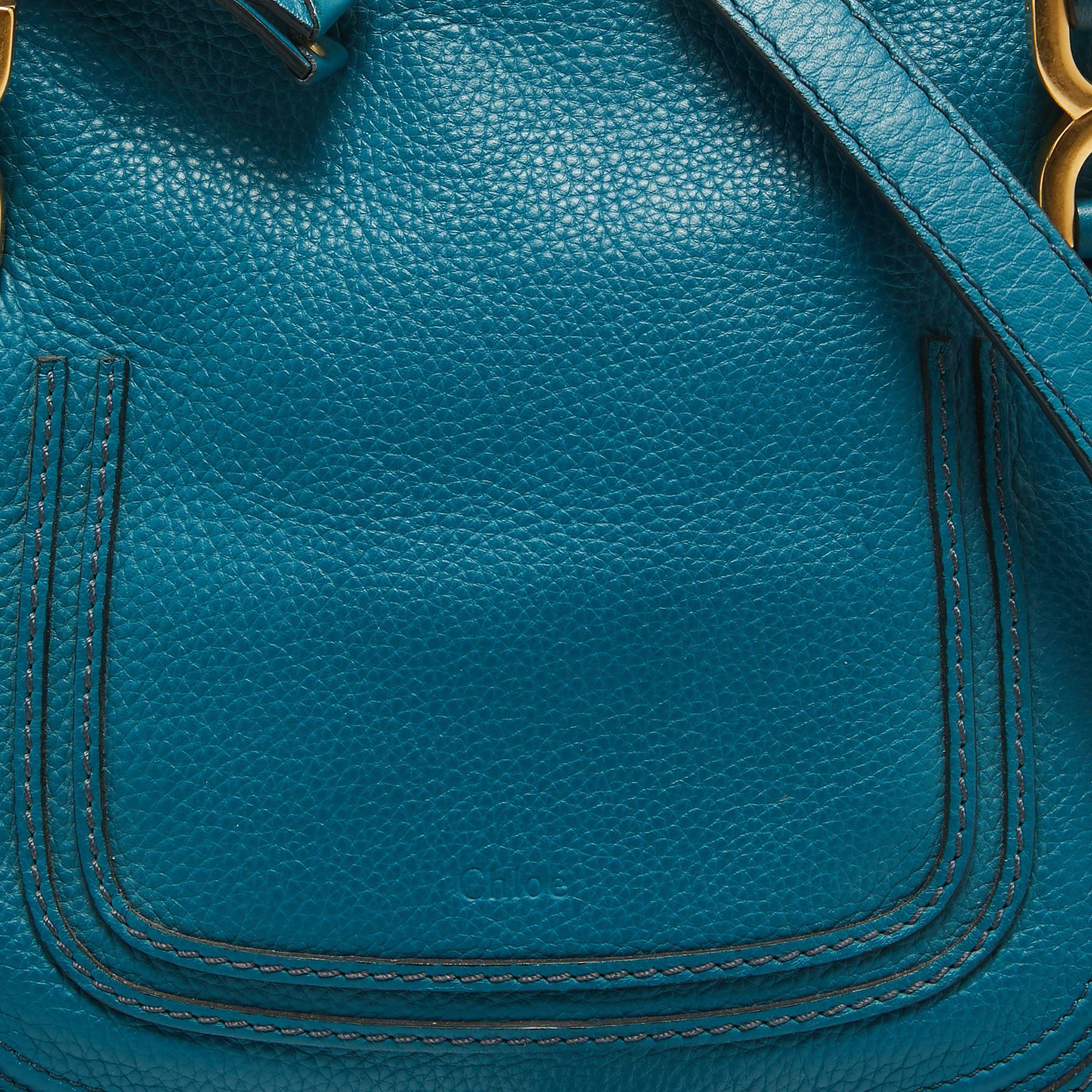Chloe Blue Leather Small Marcie Satchel For Sale 12