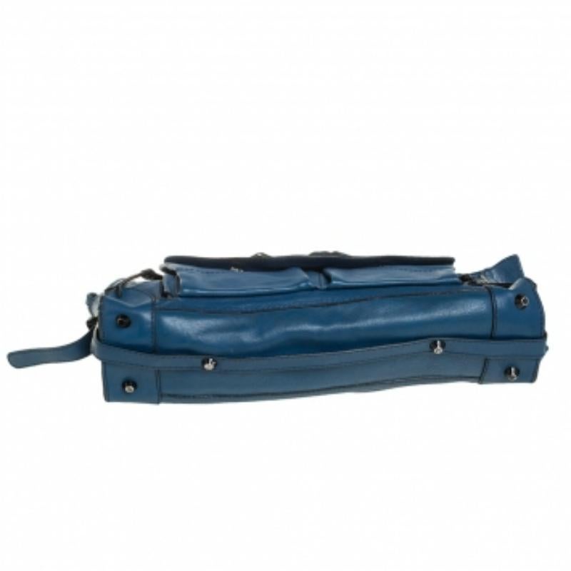 Chloe Blue Leather Tracy Satchel In Fair Condition For Sale In Dubai, Al Qouz 2