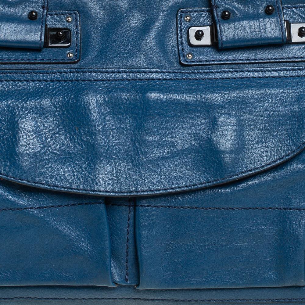Chloe Blue Leather Tracy Satchel In Fair Condition For Sale In Dubai, Al Qouz 2
