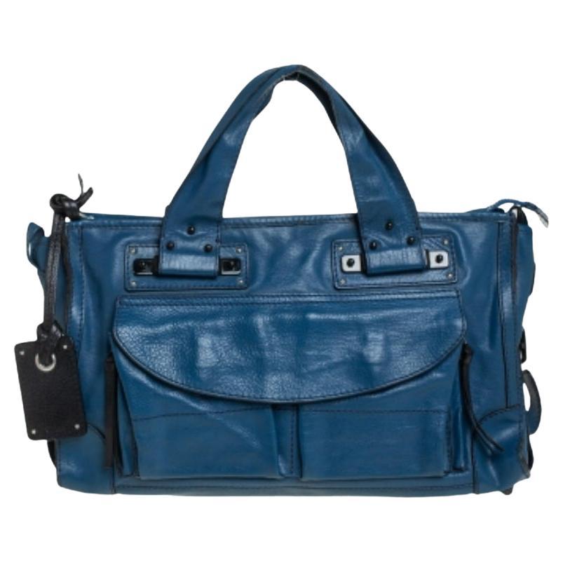 Chloe Blue Leather Tracy Satchel For Sale