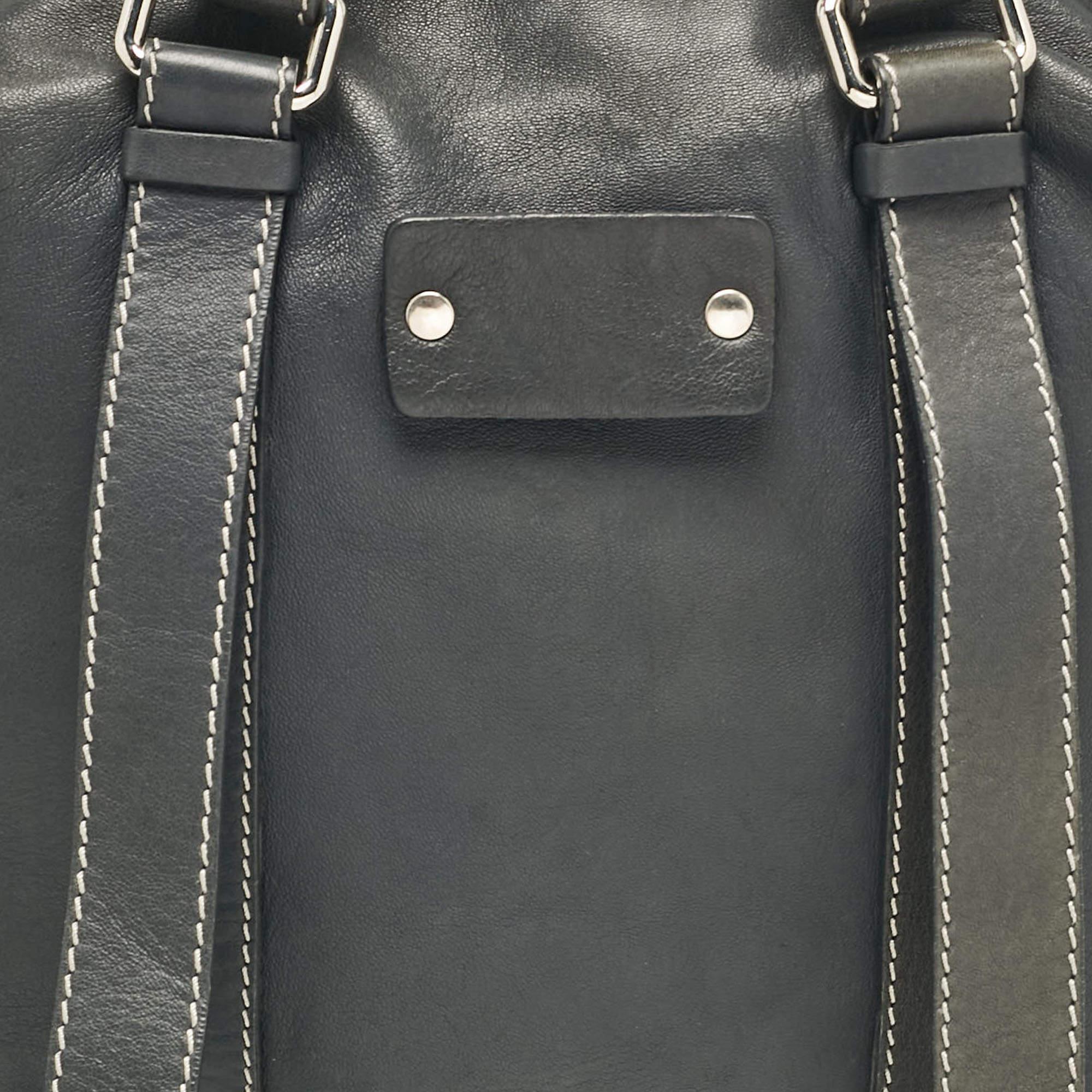 Women's Chloe Blue Leather Zip Dome Satchel For Sale