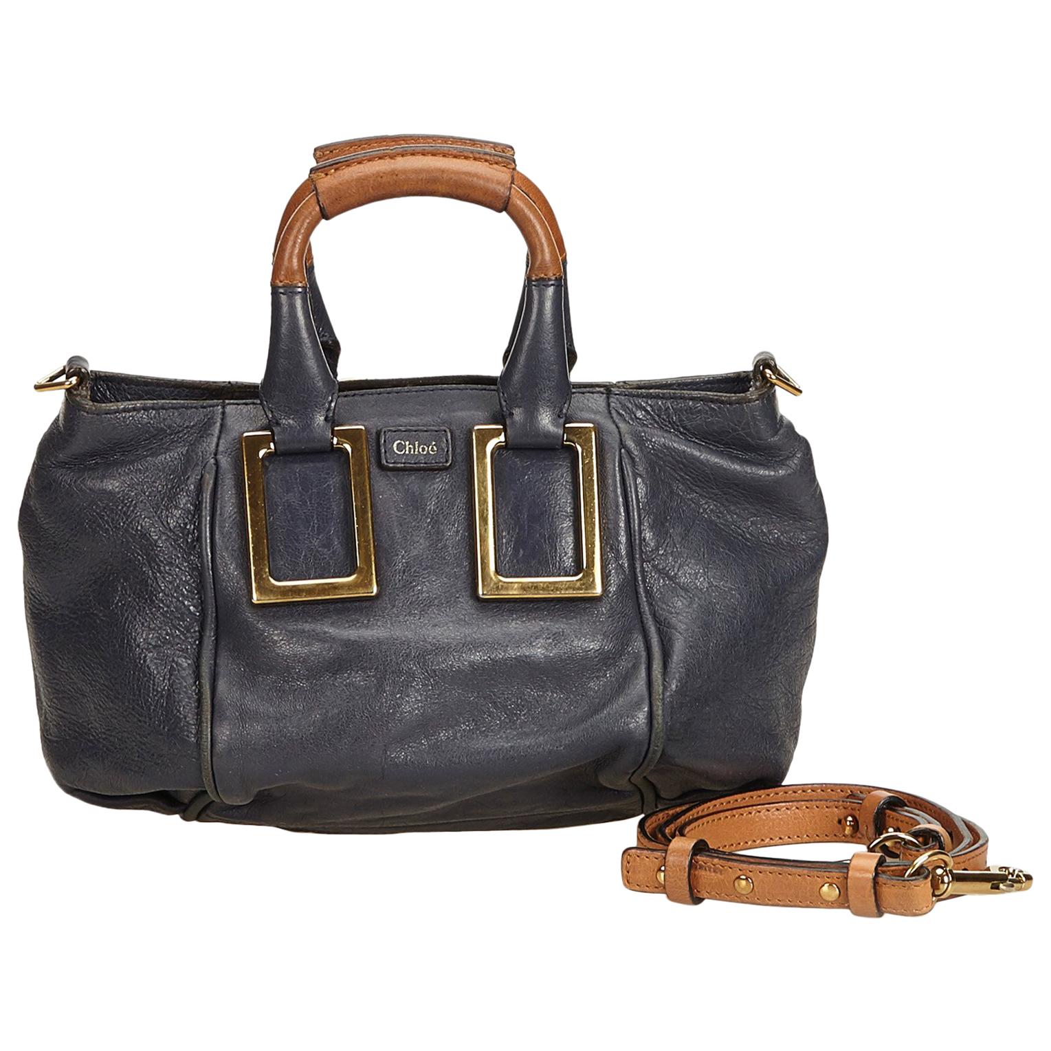 Chloe Blue Navy Leather Ethel Satchel Hungary