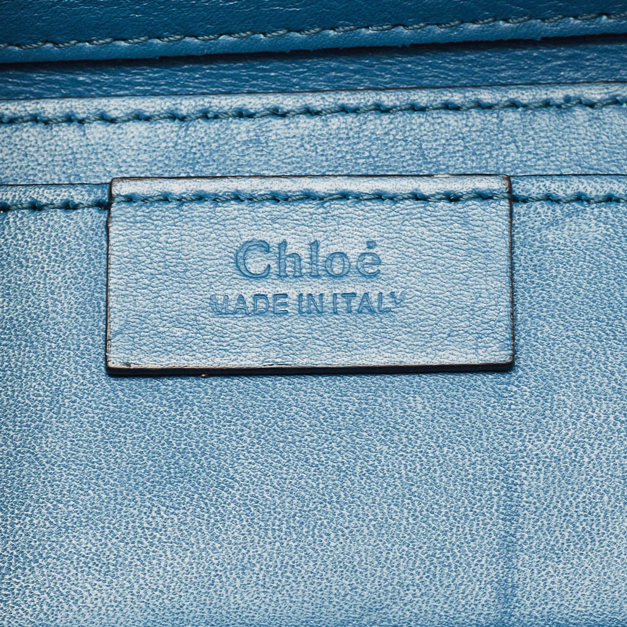 Chloe Blue Patent and Leather Roy Shoulder Bag For Sale 6