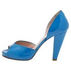 Chloe Blue Patent Leather Peep Toe D'orsay Pumps Size 36