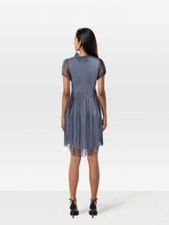Chloé Blue Short Sleeve V Neck Dress Size S