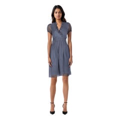 Chloé Blue Short Sleeve V Neck Dress Size S