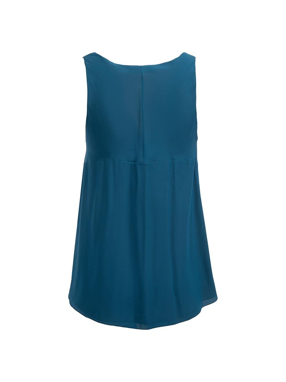 Chloé Blue Silk Sleeveless Loose Fit Top Size XS In Excellent Condition For Sale In London, GB