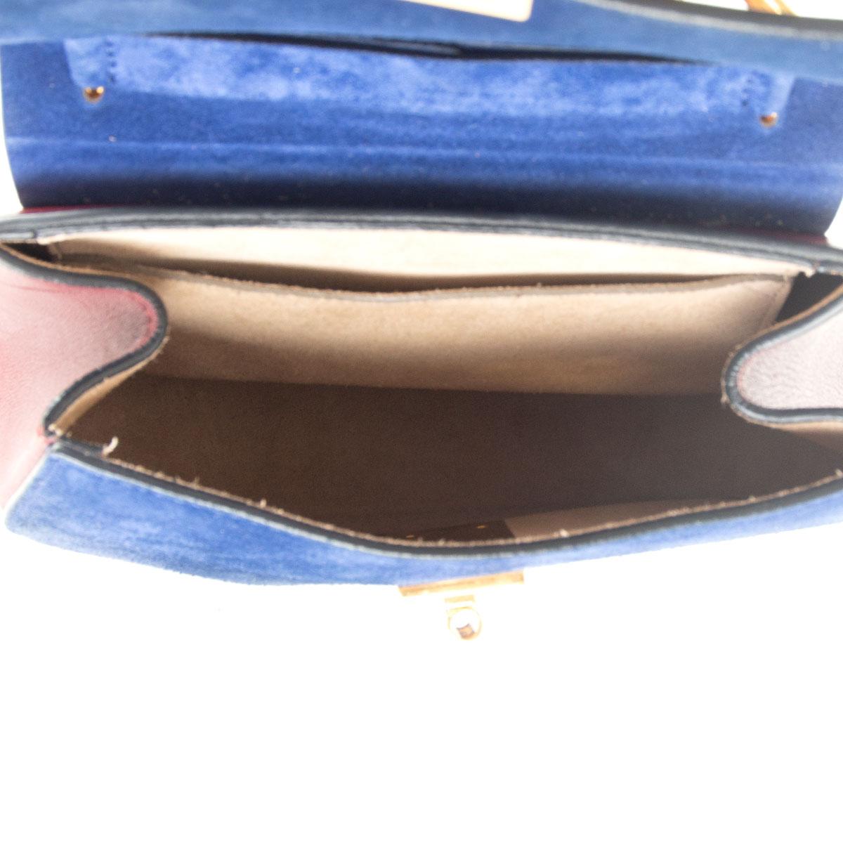 CHLOE MINI Umhängetasche aus blauem Wildleder & burgunderrotem Leder DREW MINI im Angebot 1