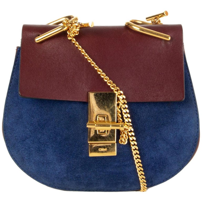 CHLOE blue suede and burgundy leather DREW MINI Shoulder Bag For Sale at  1stDibs | chloe blue suede bag, chloe suede bag, chloe bag burgundy
