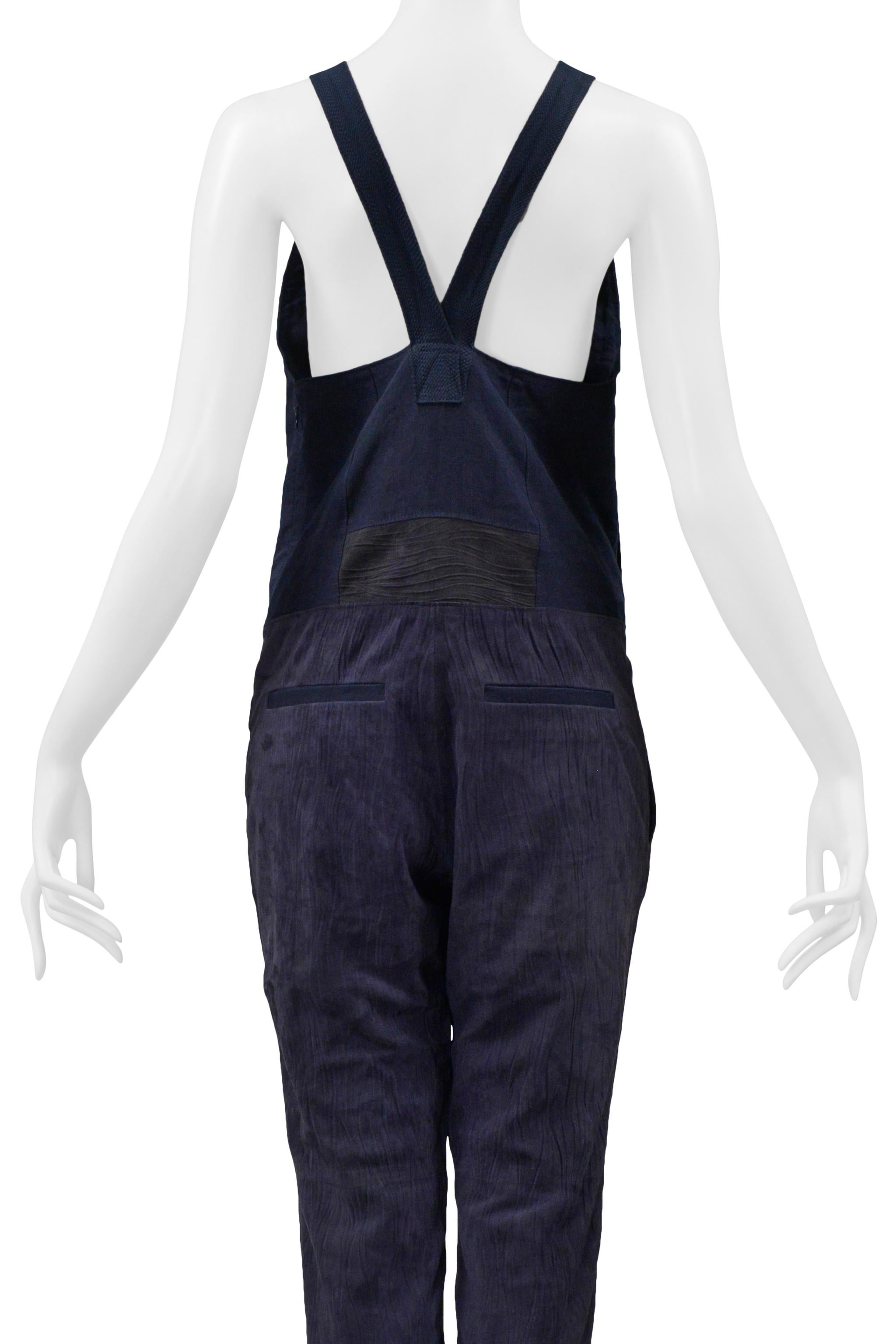 Tuta Chloe in camoscio blu e lino 2014 in vendita 6