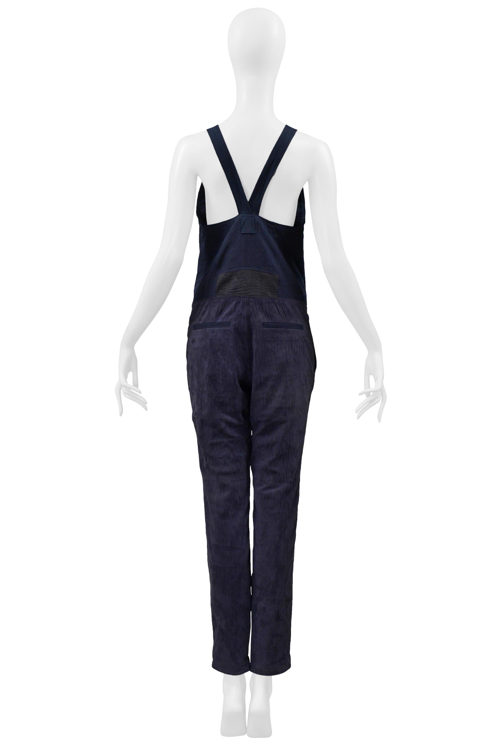 Tuta Chloe in camoscio blu e lino 2014 in vendita 7