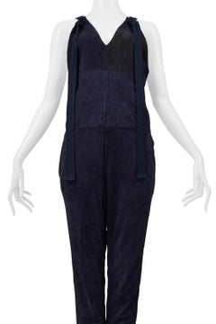 Chloe Blue Suede & Flax Jumpsuit 2014
