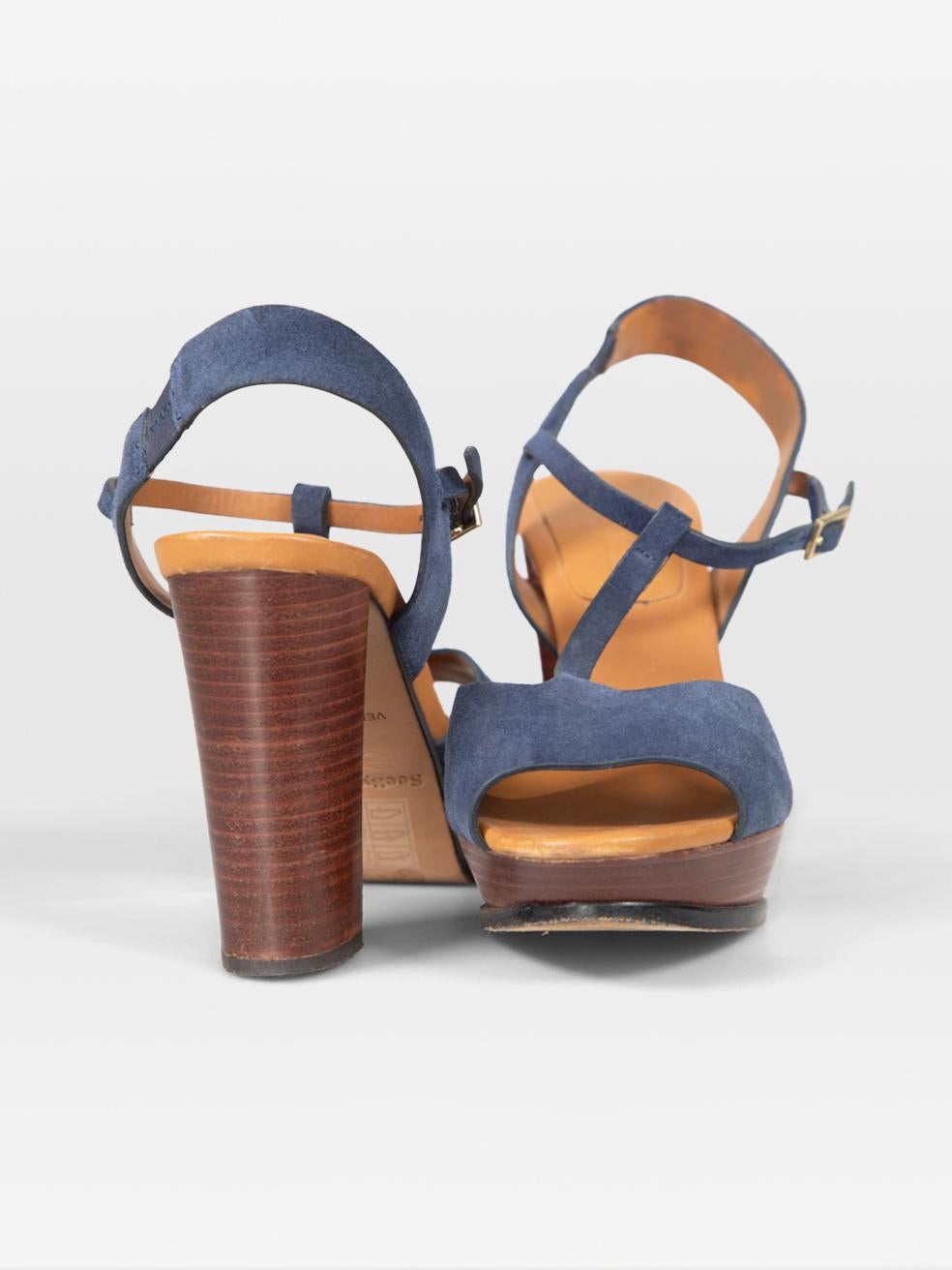 Brown Chloé Blue Suede High Heeled Sandals Size IT 36 For Sale