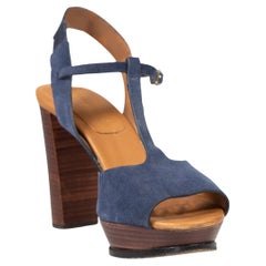 Chloé Blue Suede High Heeled Sandals Size IT 36