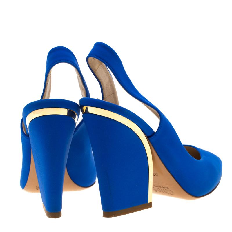Chloe Blue Suede Slingback Sandals Size 38.5 1
