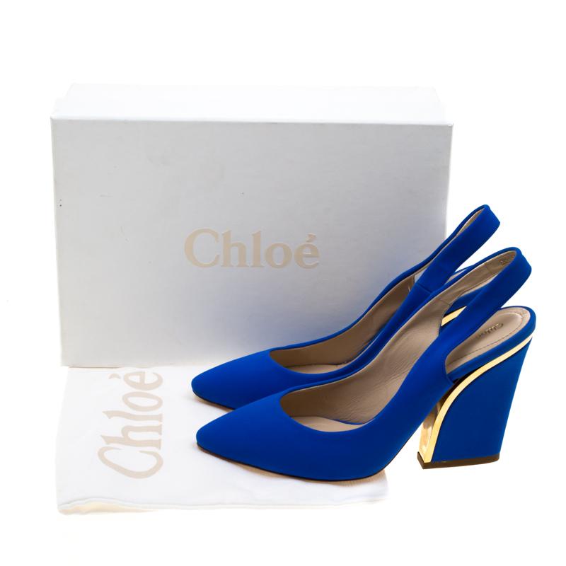 Chloe Blue Suede Slingback Sandals Size 38.5 4