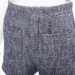 CHLOE blue white cotton linen flax tweed pocketed short shorts FR36 S