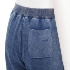CHLOE blue white faded wash cotton blend relaxed jogger pants M