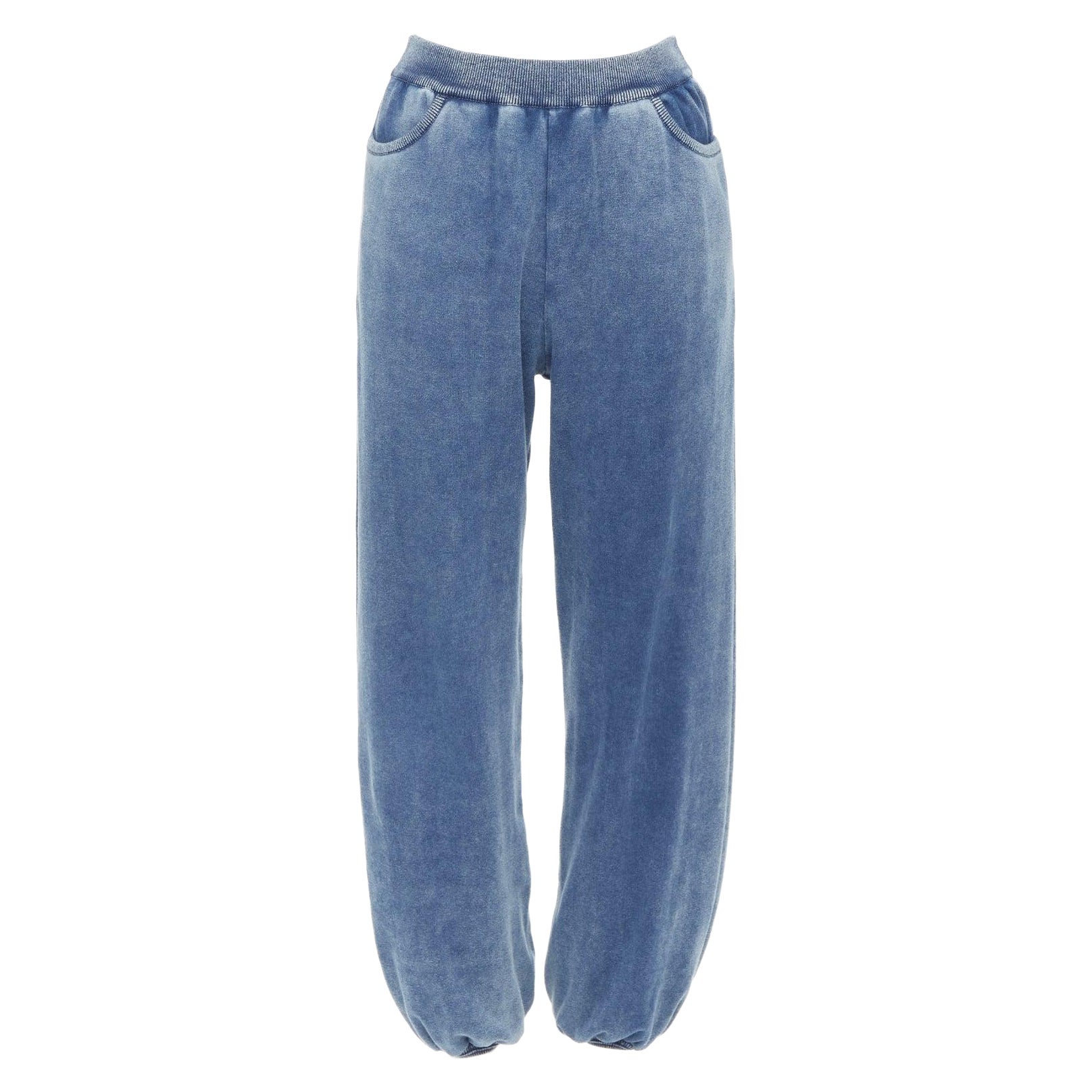 CHLOE blue white faded wash cotton blend relaxed jogger pants M