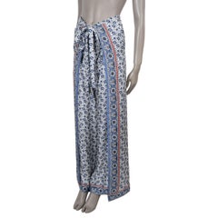 CHLOE blue white silk 2019 BANDANA PRINTED WIDE LEG Pants 34 XXS