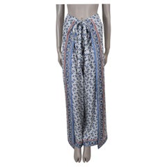 CHLOE blue white silk 2019 BANDANA PRINTED WIDE LEG Pants 34 XXS