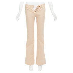 CHLOE blush cotton blend panelled cuff hem flared jeans FR34 XS