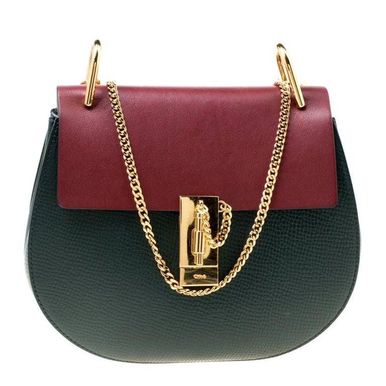 Chloe Blush Green/Maroon Leather Medium Drew Shoulder Bag For Sale at ...