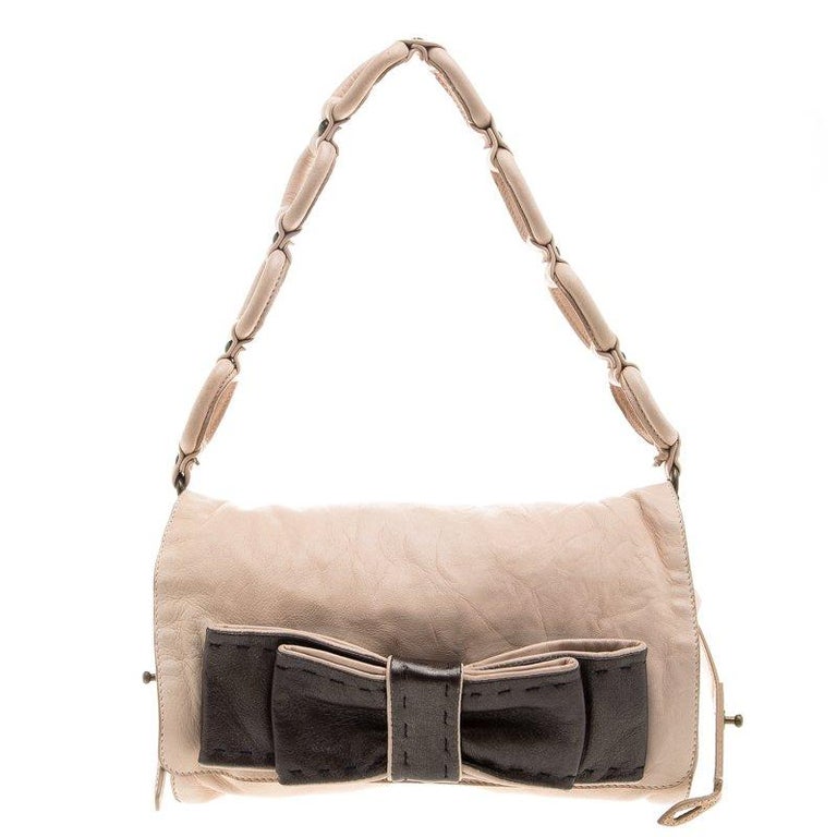 Chloe Blush Pink Leather Bow Shoulder Bag For Sale at 1stdibs