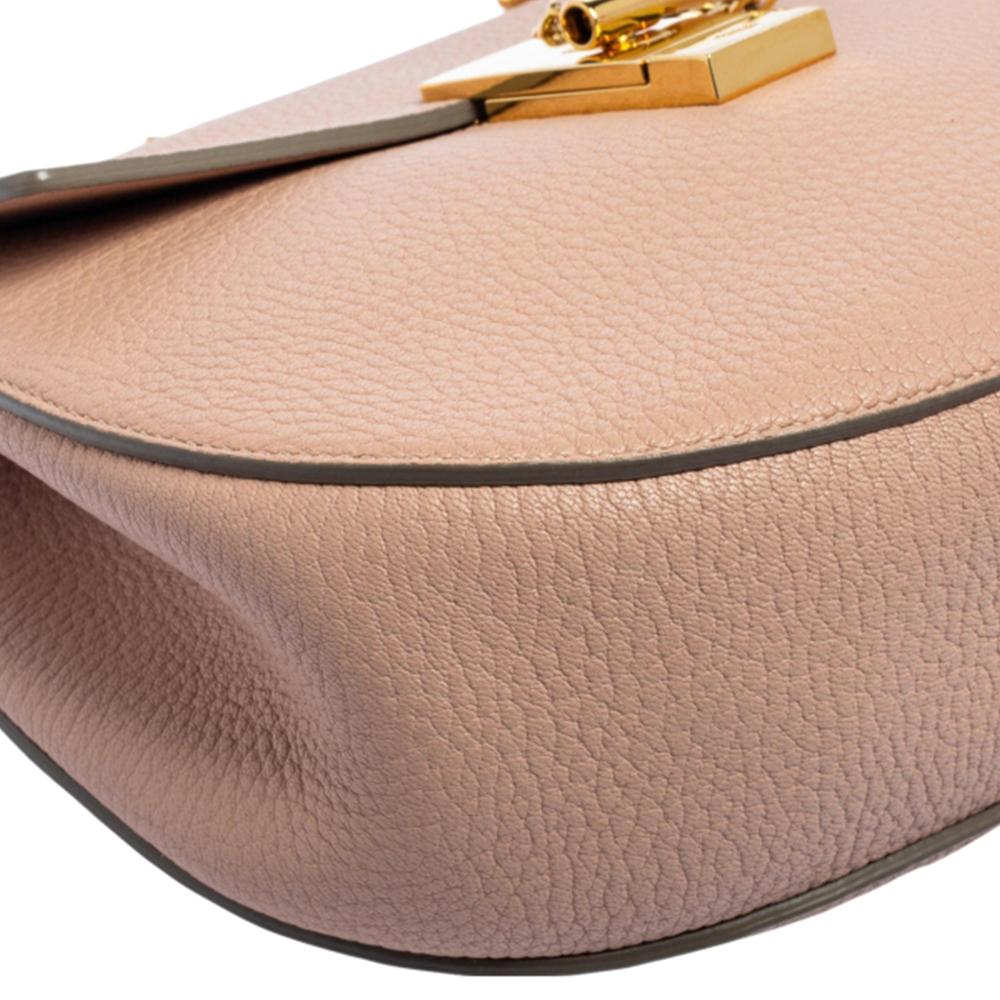 Chloe Blush Pink Leather Medium Drew Shoulder Bag In Good Condition In Dubai, Al Qouz 2