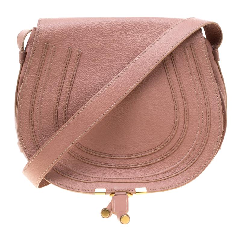 Chloe Blush Pink Leather Medium Marcie Crossbody Bag