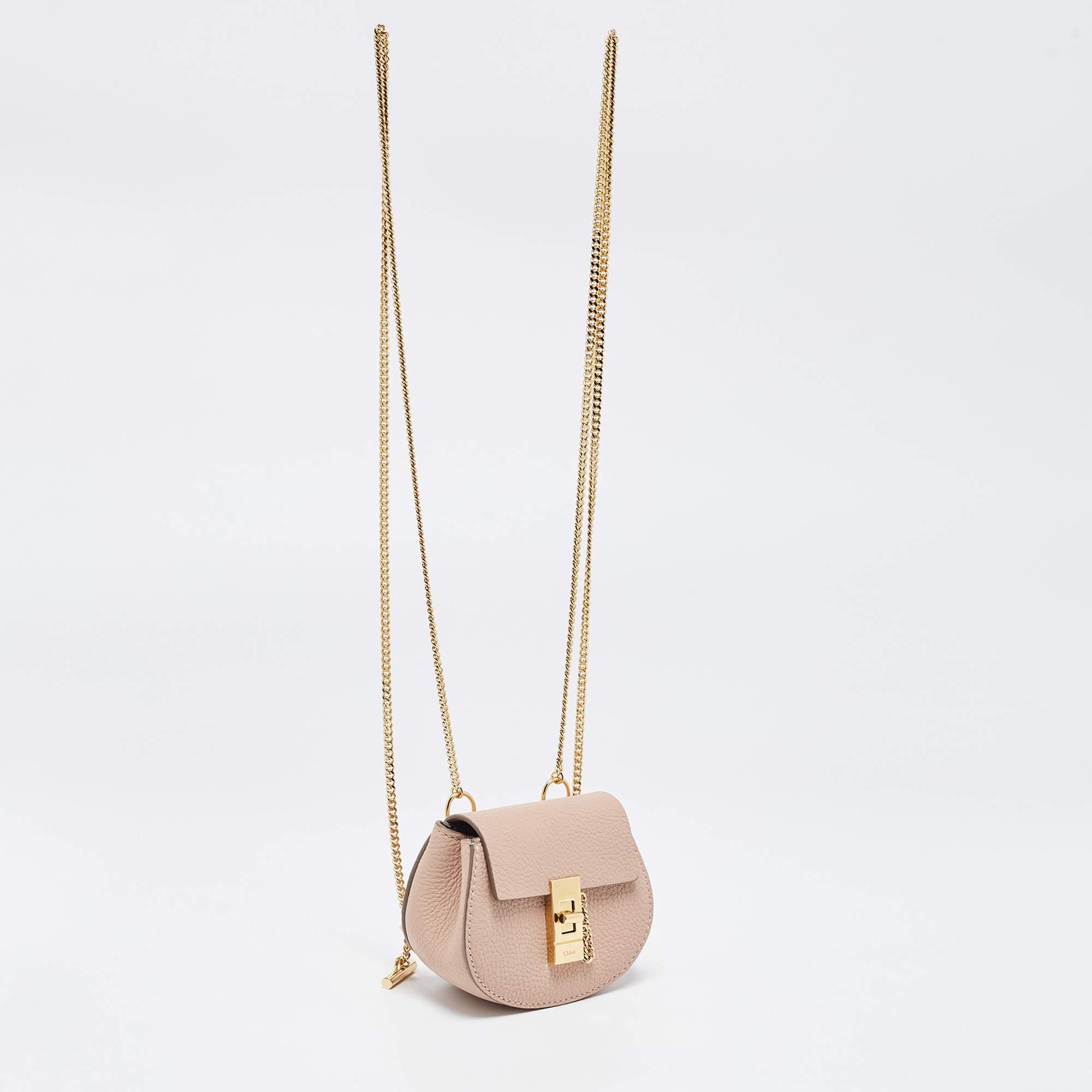 Chloé Blush Pink Leather Mini Drew Backpack 9