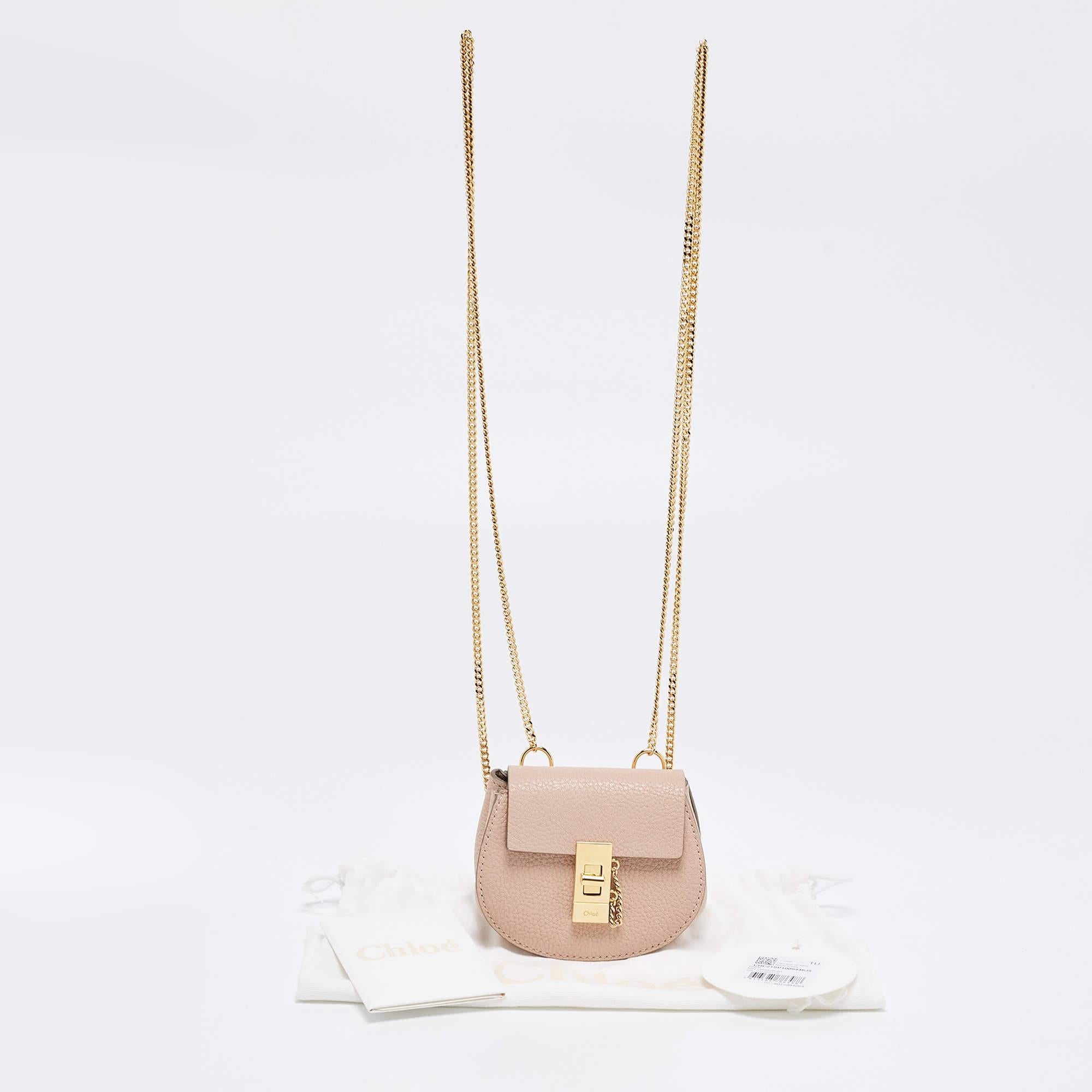 Chloé Blush Pink Leather Mini Drew Backpack In Excellent Condition In Dubai, Al Qouz 2