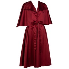 Trench Chloé Karl Lagerfeld Bordeaux in gabardina con cintura, anni '80