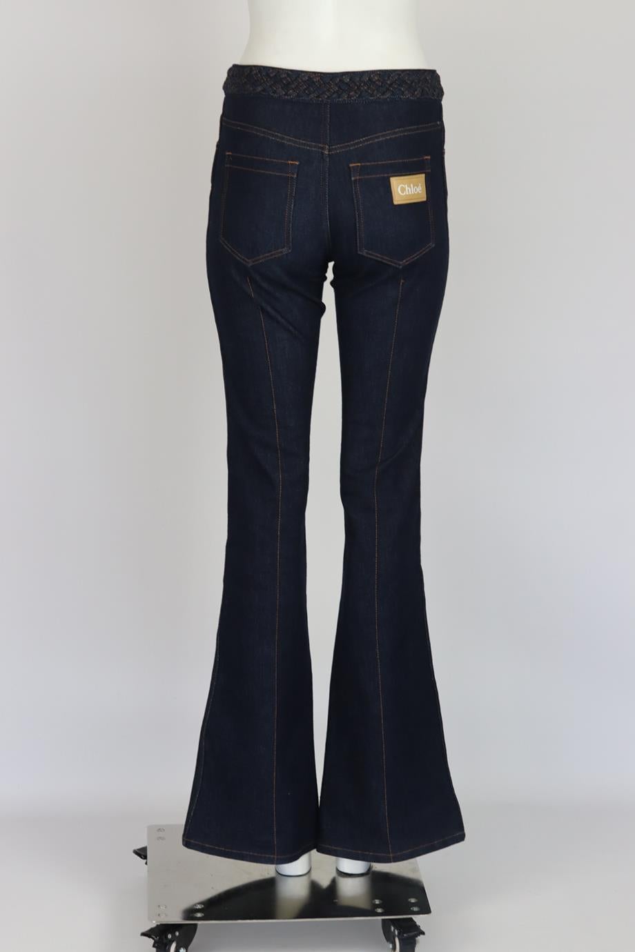 Chloé Braided High Rise Flared Denim Jeans Fr 36 Uk 8 In Excellent Condition In London, GB