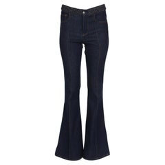 Chloé Braided High Rise Flared Denim Jeans Fr 36 Uk 8