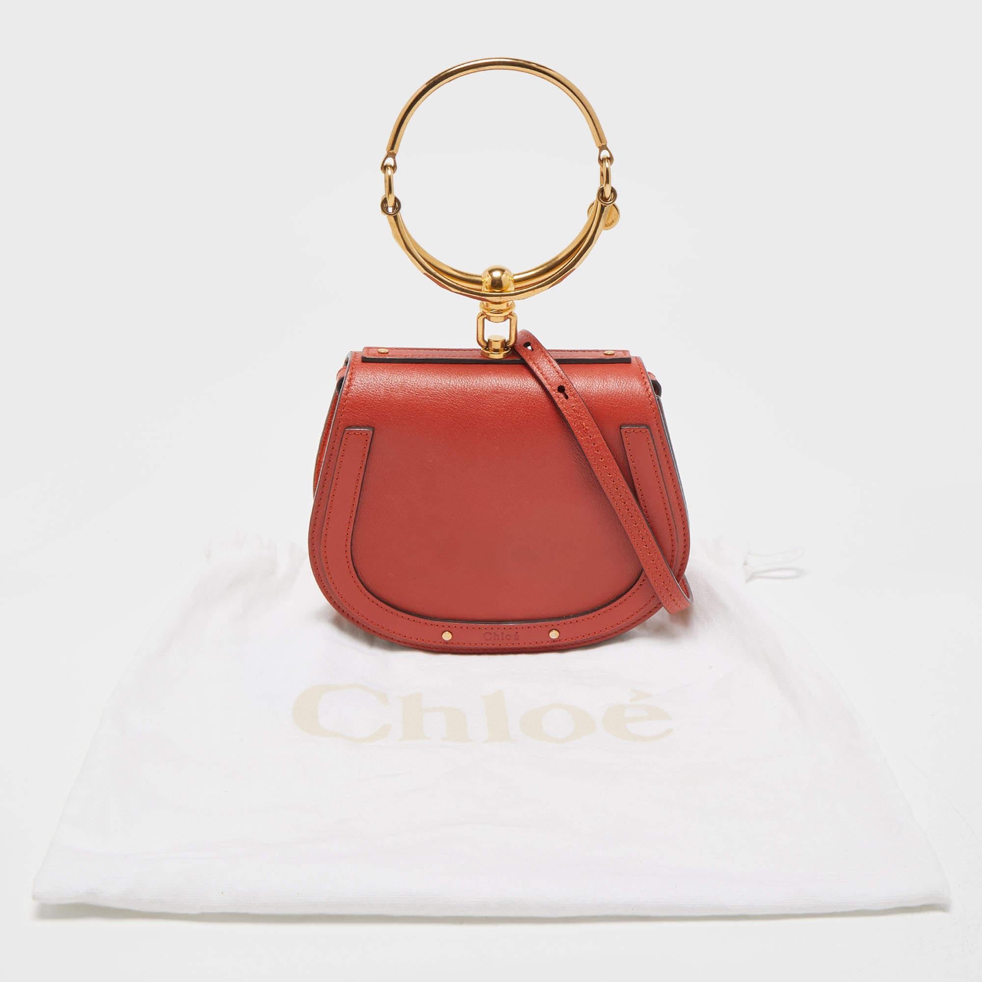 Chloe Brick Brown Leather Small Nile Bracelet Crossbody Bag 7
