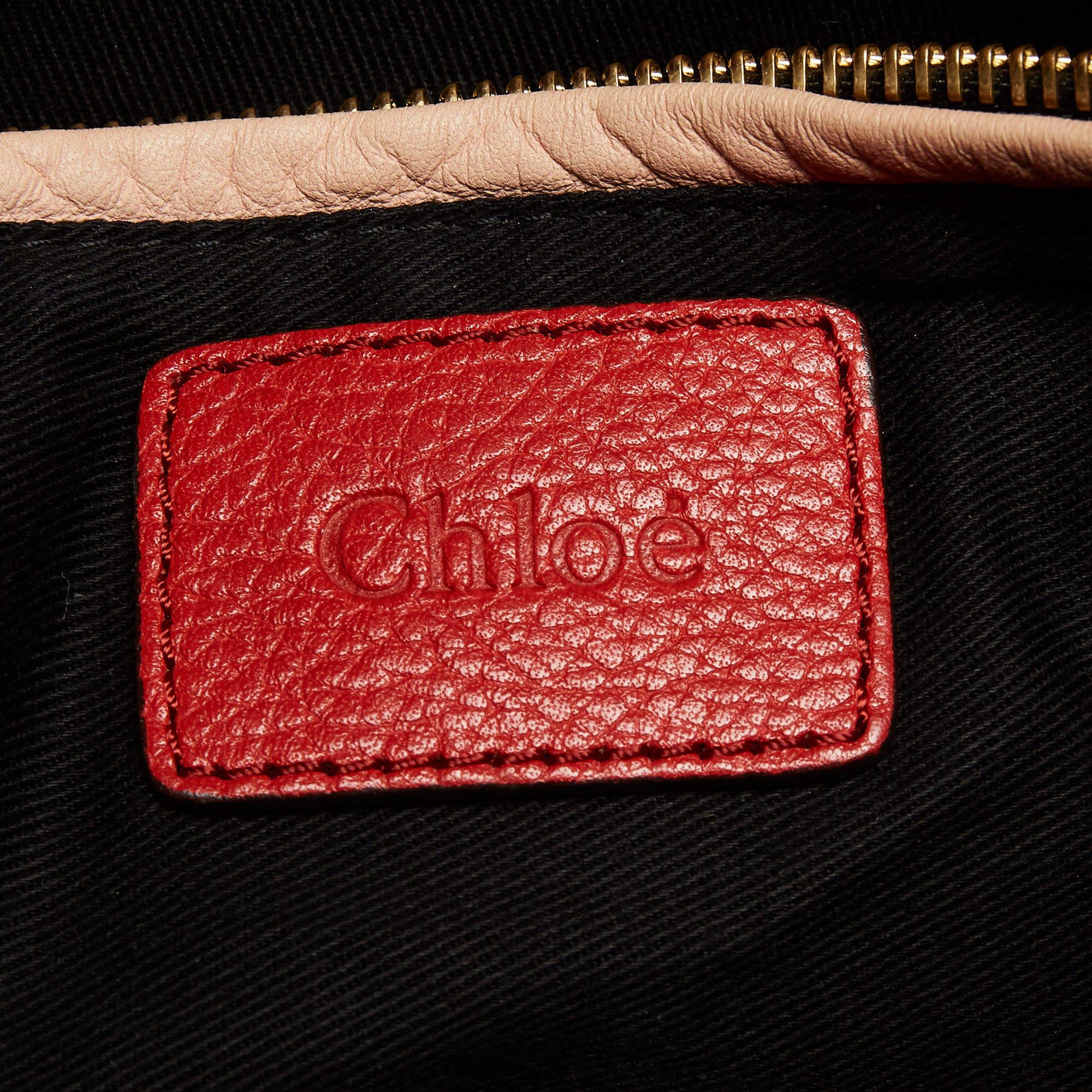 Chloe Brick Red Leather Large Paraty Shoulder Bag For Sale 7