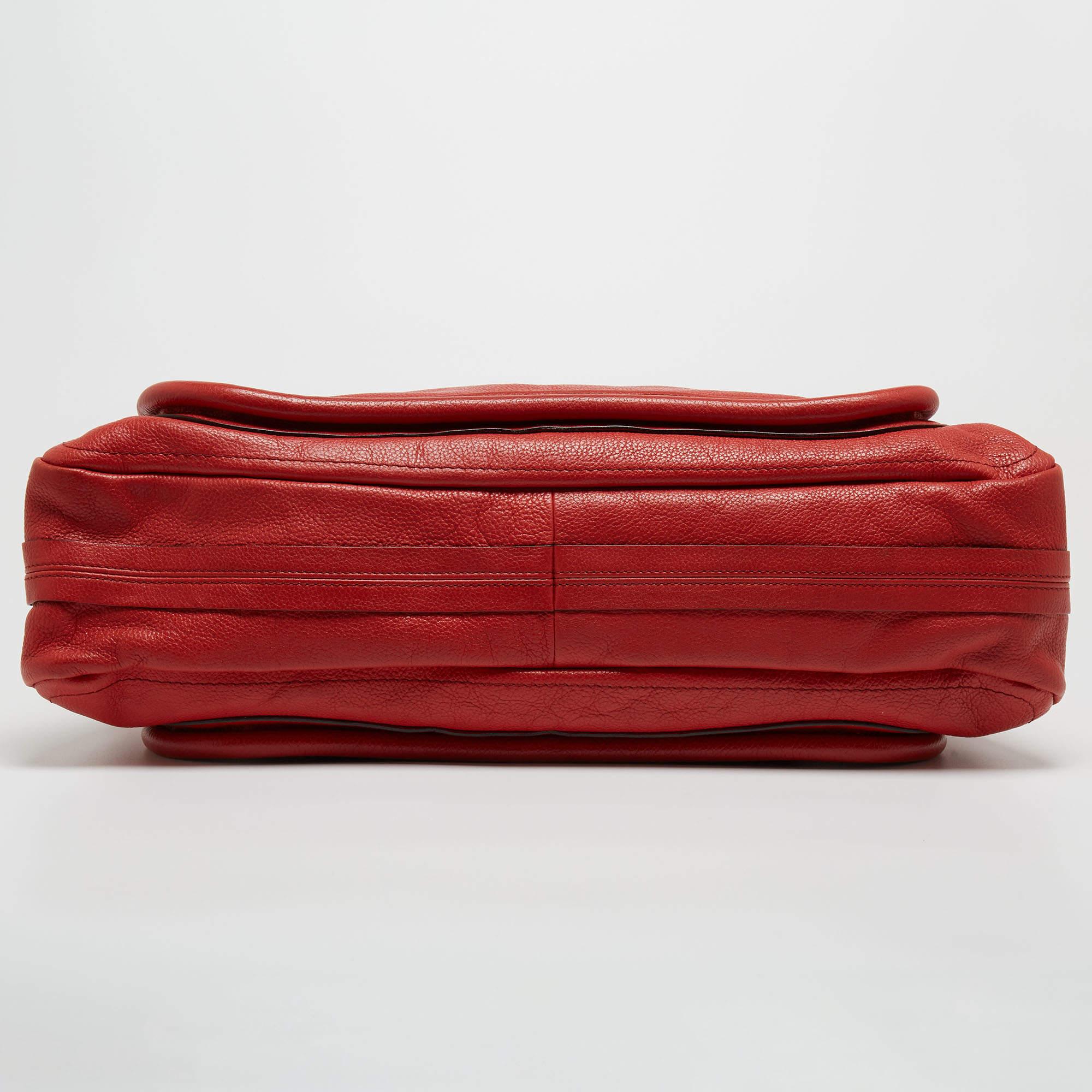 Women's Chloe Brick Red Leather Large Paraty Shoulder Bag
