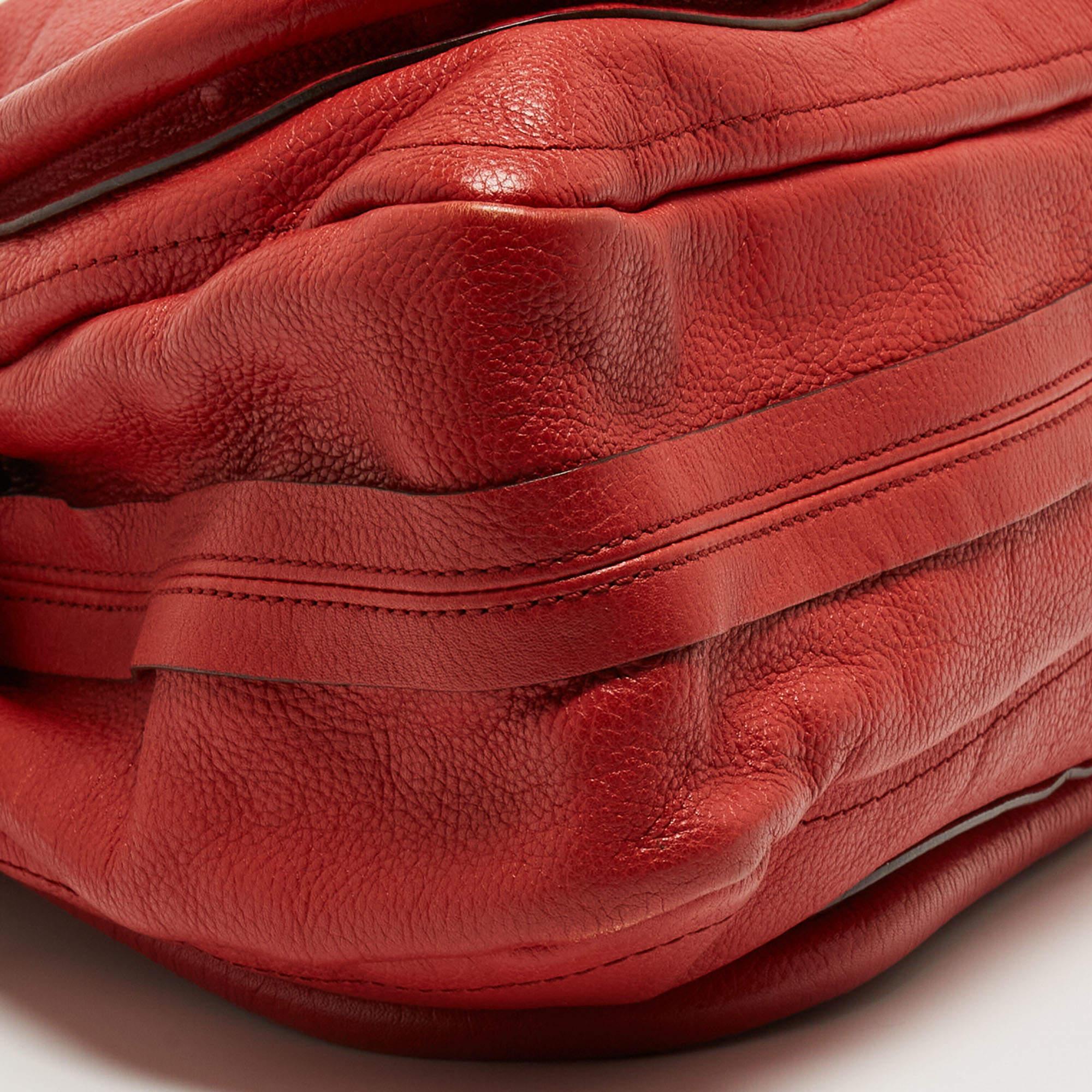 Chloe Brick Red Leather Large Paraty Shoulder Bag 5