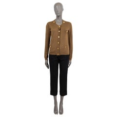 CHLOE bronze brown cashmere & silk BUTTED POCKETS Cardigan Sweater S