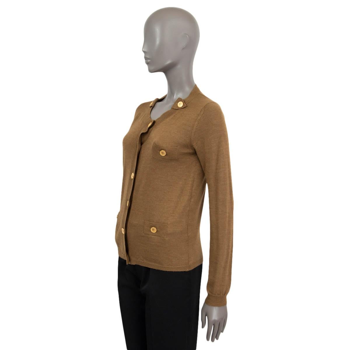 Brown CHLOE bronze brown cashmere & silk BUTTED POCKETS Cardigan Sweater S For Sale