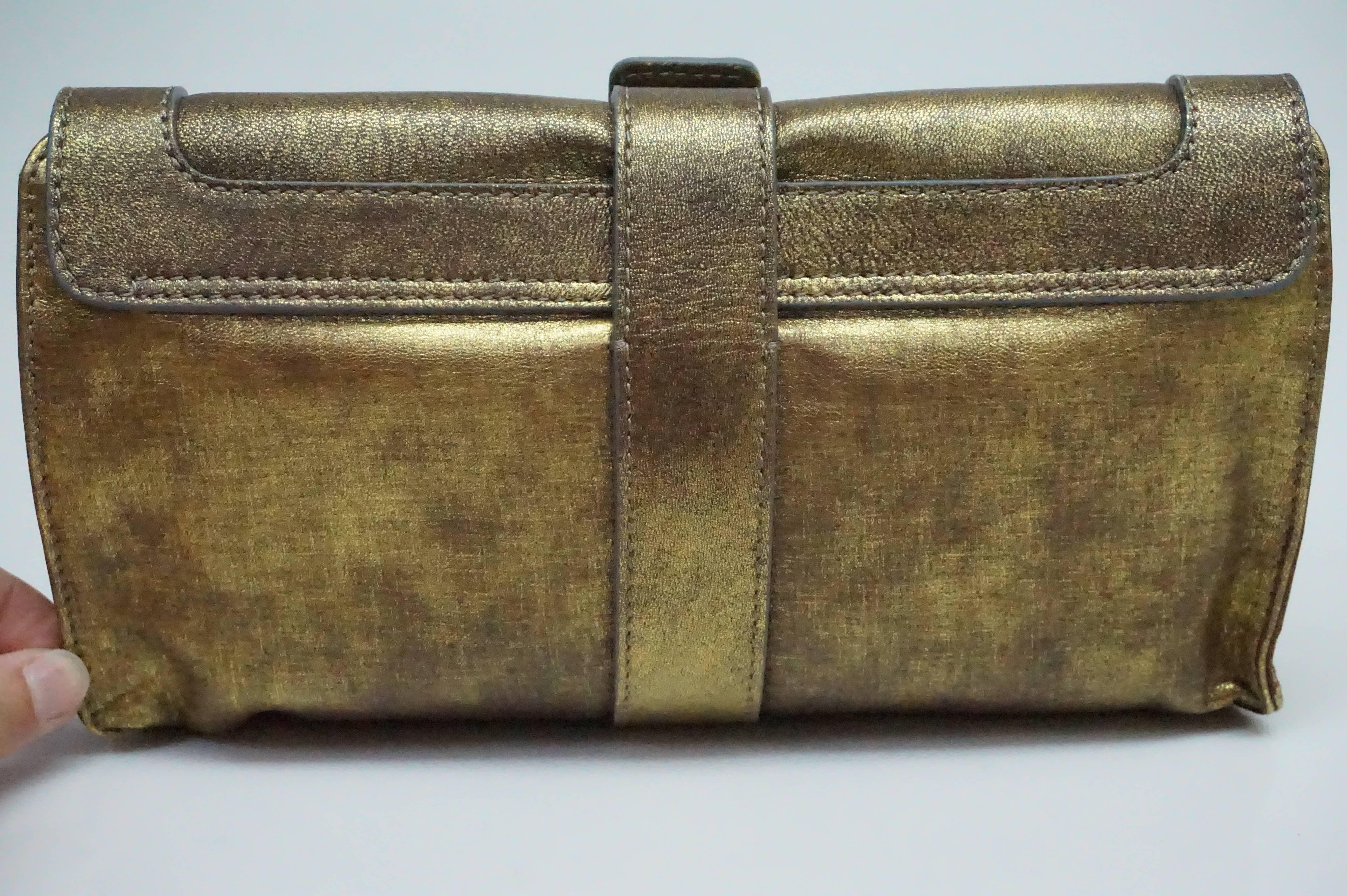 bronze metallic clutch bag