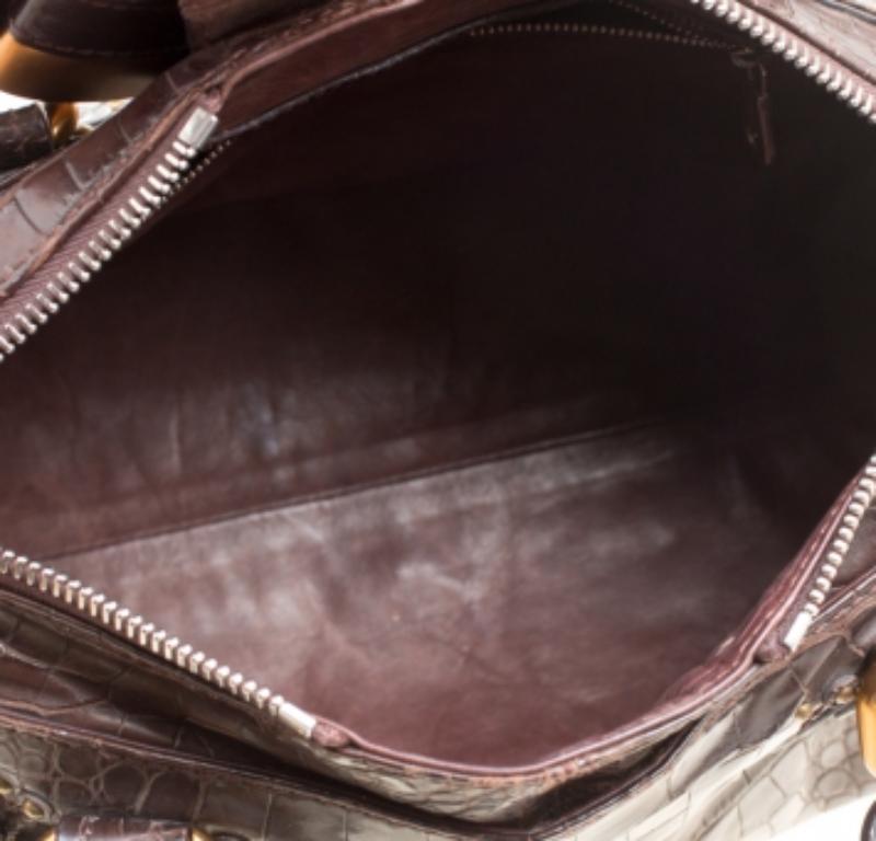 Borsa Paddington media in pelle e alligatore marrone di Chloe In condizioni buone in vendita a Dubai, Al Qouz 2