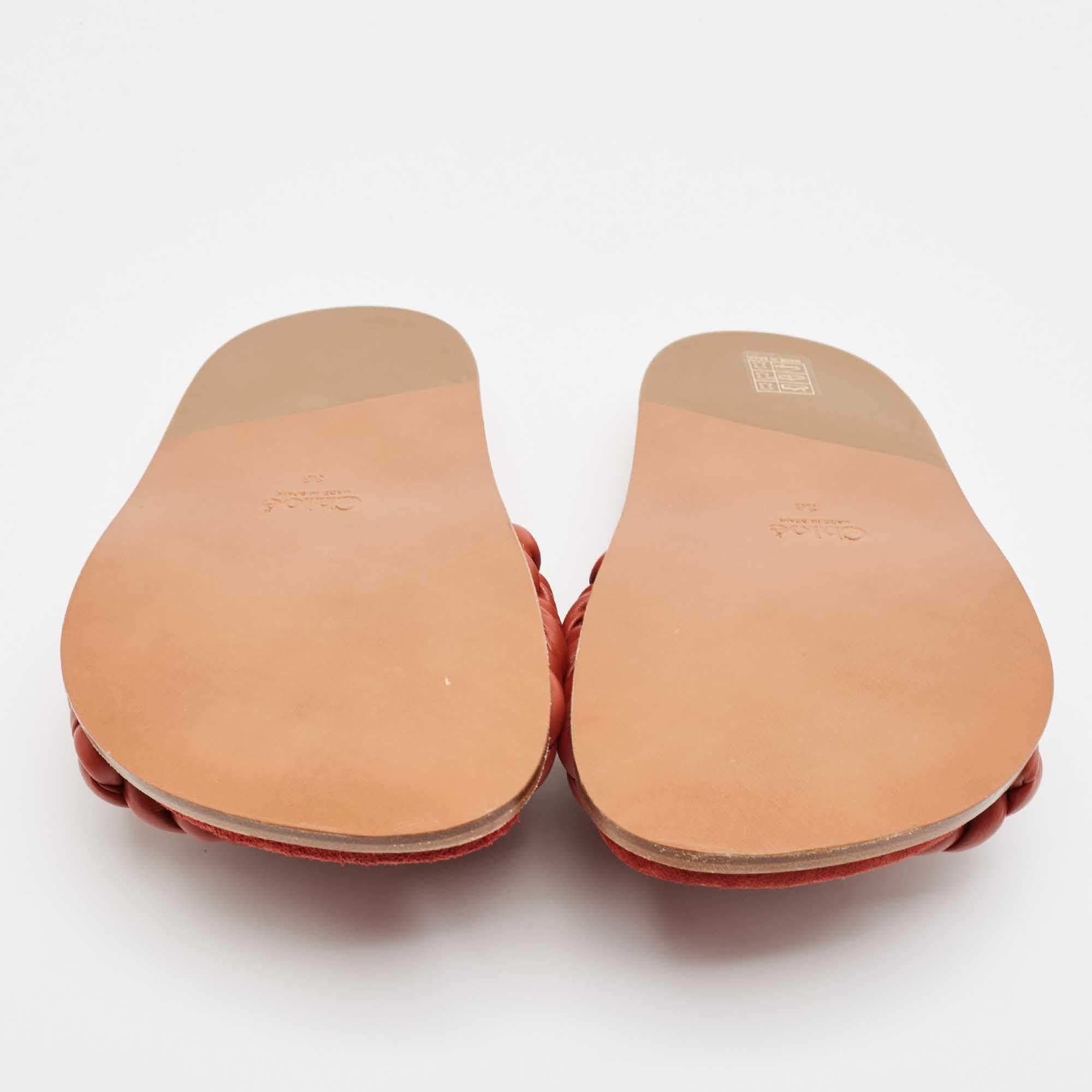 Chloe Brown Braided Leather Kacey Slides Size 36 For Sale 1