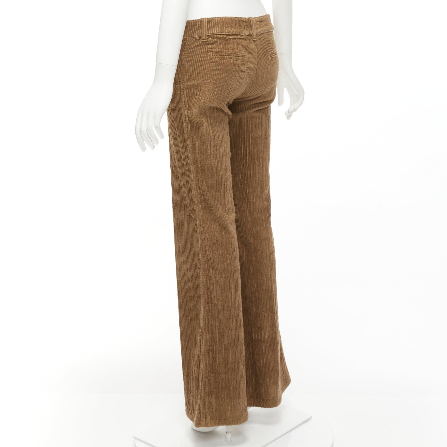 CHLOE brown cotton corduroy low waist flared pants FR34 XS For Sale 1