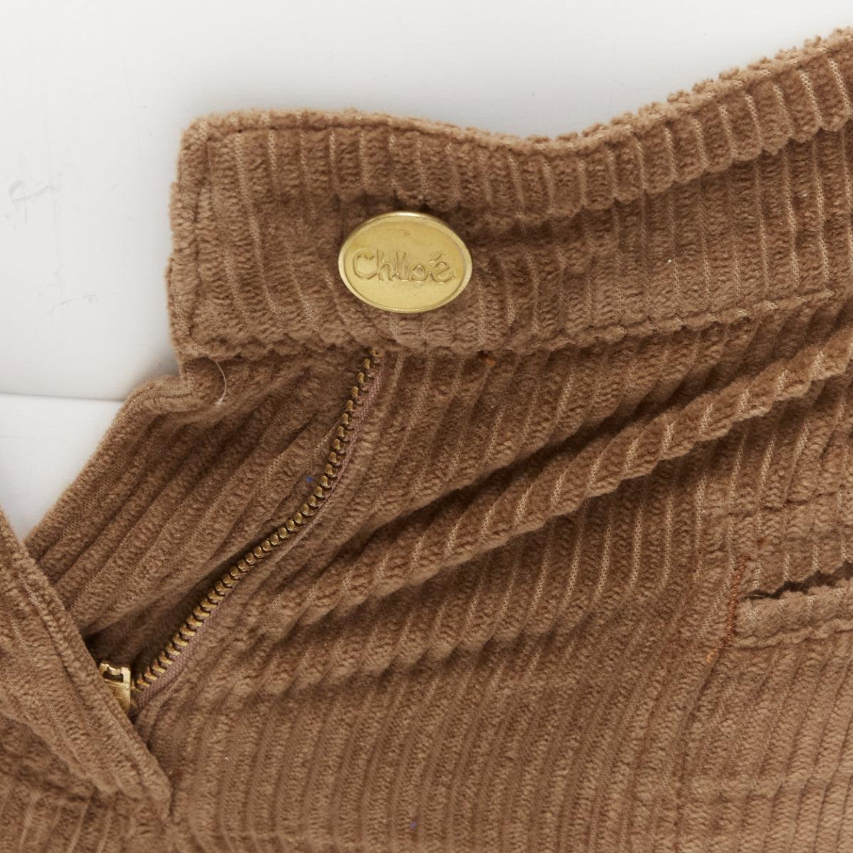 CHLOE brown cotton corduroy low waist flared pants FR34 XS For Sale 2