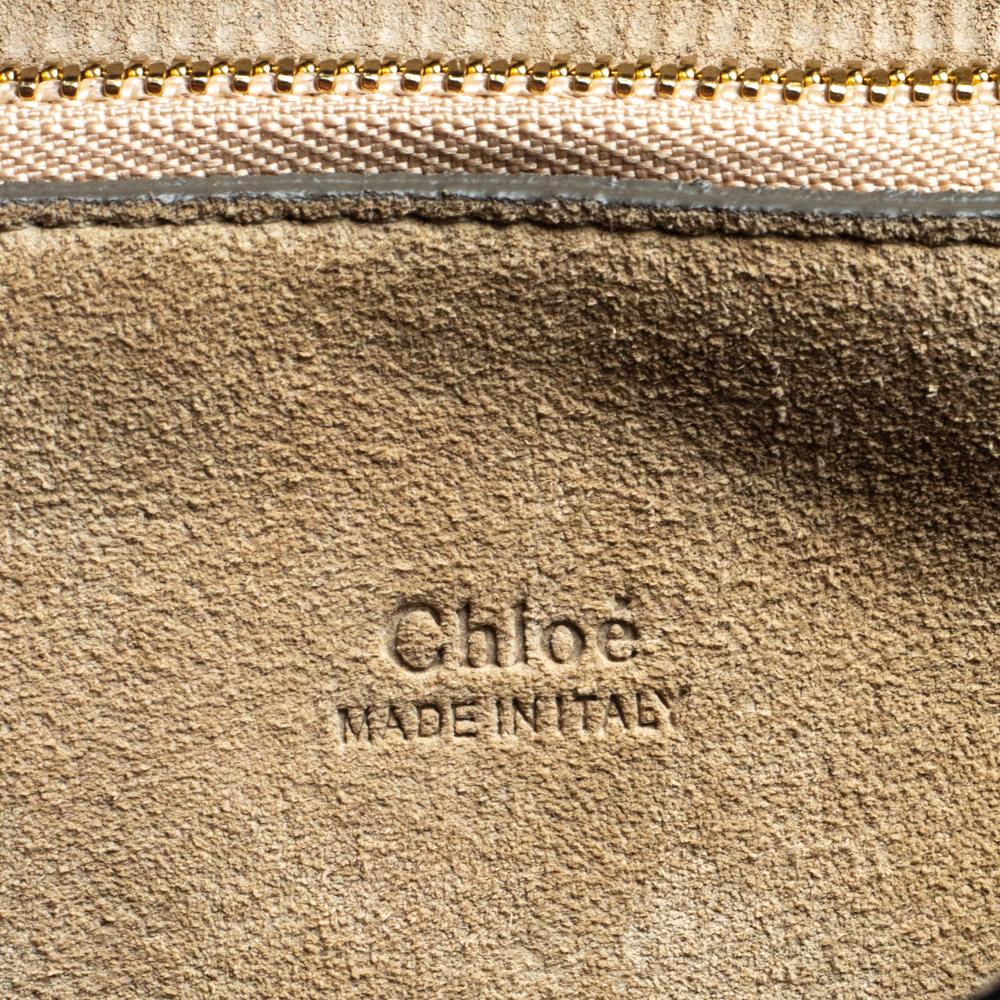 Chloe Brown Croc Embossed Leather Medium Faye Shoulder Bag 3